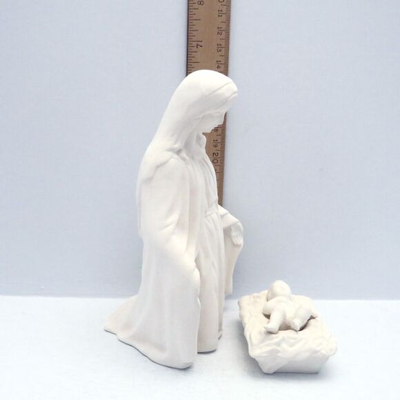 Handmade Ready to Paint Ceramic Mary and Baby Jesus Figurine, Paintable Ceramics - Picture 6 of 9